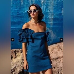 Free People Blue Off-Shoulder Mini Dress